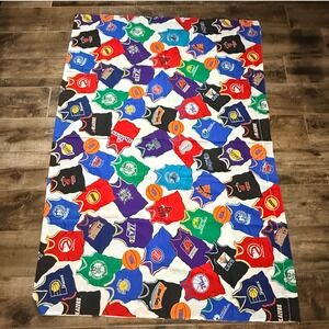 Vintage 90s Springs Industries NBA Jersey Print Twin Flat Sheet,Multicolor,84X63